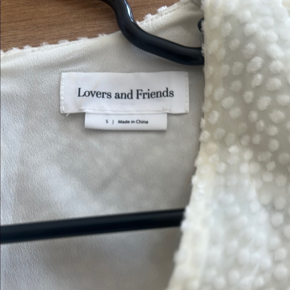 Lovers and Friends Cream Puff Sleeve Wrap Blouse Bodysuit size small - Picture 2 of 4